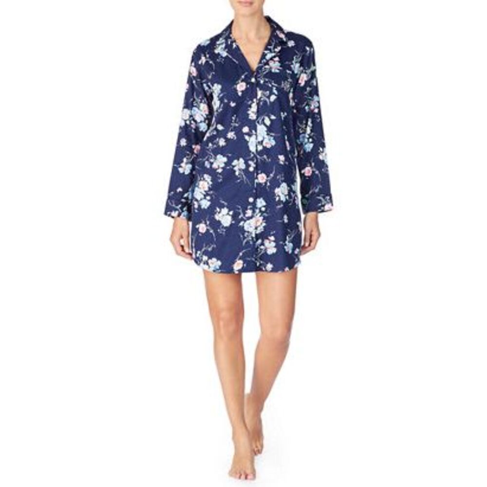 Ralph Lauren Classic Woven Sleepshirt In Navy Print XL (New no Tag)